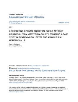 Interpreting a Private Ancestral Pueblo Artifact Collection from Montezuma County, Colorado: a Case Study in Identifying Collector Bias and Cultural Heritage Value