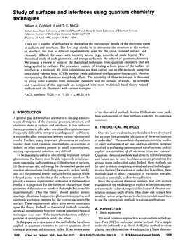 Study of Surfaces and Interfaces Using Quantum Chemistry Techniques