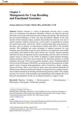 Mutagenesis for Crop Breeding and Functional Genomics