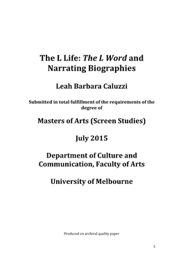 The L Word and Narrating Biographies