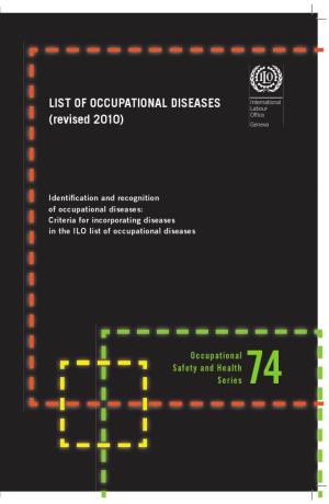 LIST of OCCUPATIONAL DISEASES (Revised 2010)