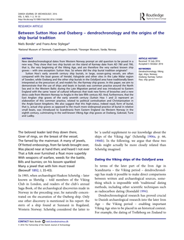 Between Sutton Hoo and Oseberg – Dendrochronology and the Origins