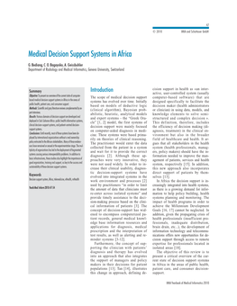 Medical Decision Support Systems in Africa