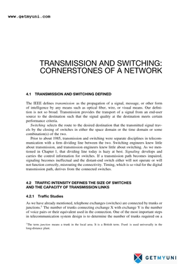 Transmission and Switching: Cornerstones of a Network