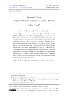 Fictional Tellers: a Radical Fictionalist Semantics for Fictional Discourse