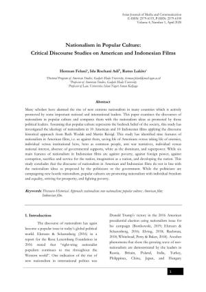 Nationalism in Popular Culture: Critical Discourse Studies on American and Indonesian Films