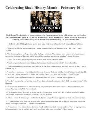 Celebrating Black History Month – February 2014