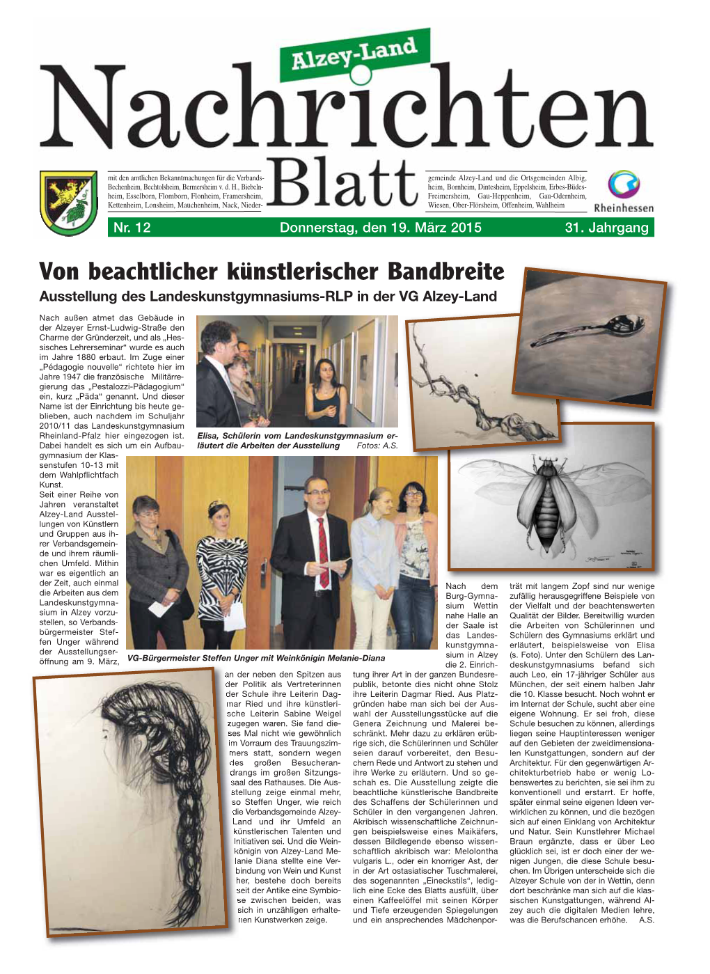 Von Beachtlicher Künstlerischer Bandbreite Ausstellung Des Landeskunstgymnasiums-RLP in Der VG Alzey-Land