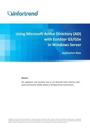 Using Microsoft Active Directory (AD) with Eonstor GS/Gse in Windows Server