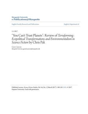 Review of Terraforming: Ecopolitical Transformations And