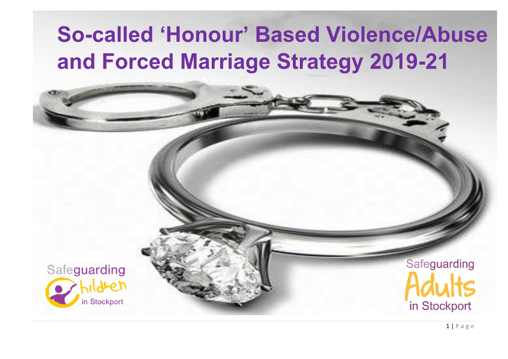 'Honour' Based Violence/Abuse and Forced Marriage Strategy 2019-21