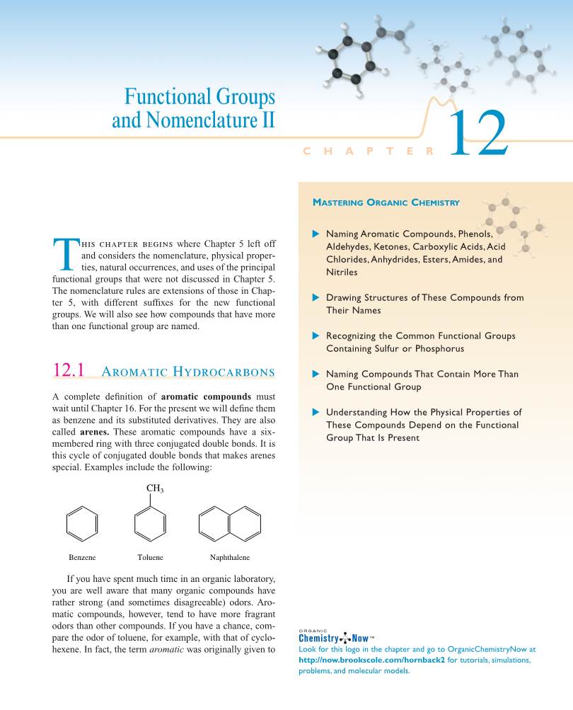 Functional Groups and Nomenclature II CHAPTER12