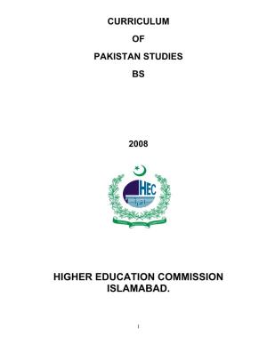 Curriculum of Pakistan Studies Bs