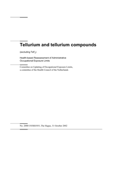 Tellurium and Tellurium Compounds