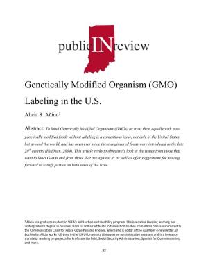 Genetically Modified Organism (GMO) Labeling in the U.S