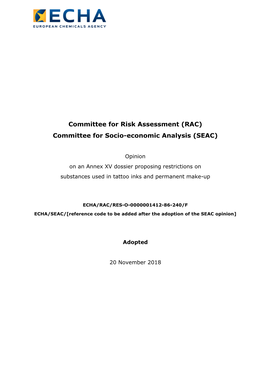 RAC) Committee for Socio-Economic Analysis (SEAC