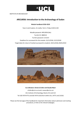 ARCL0056: Introduction to the Archaeology of Sudan