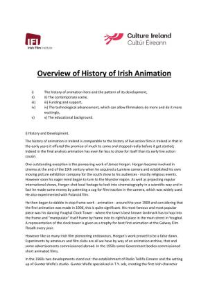 Overview of History of Irish Animation