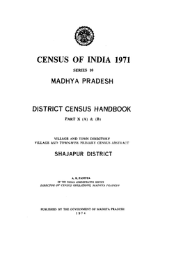 District Census Handbook, Shajapur, Parts X