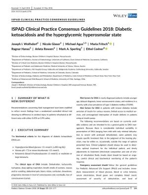 ISPAD Clinical Practice Consensus Guidelines 2018: Diabetic Ketoacidosis and the Hyperglycem