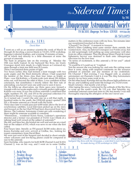 The Sidereal Times the Offi Cial Newsletter of the Albuquerque