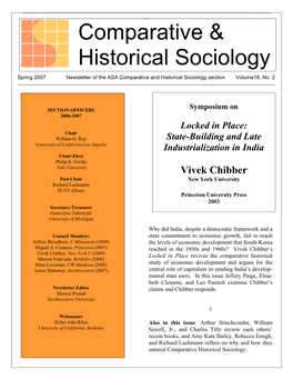 Spring 2007 Newsletter of the ASA Comparative and Historical Sociology Section Volume18, No