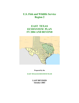 East Texas Ecosystem Plan 2004