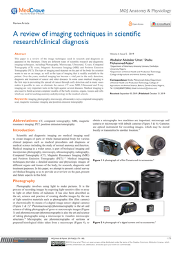 A Review of Imaging Techniques in Scientific Research/Clinical Diagnosis