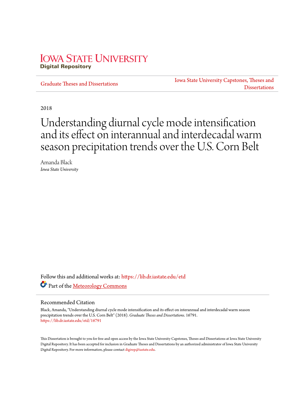 Understanding Diurnal Cycle Mode Intensification and Its Effect on Interannual and Interdecadal Warm Season Precipitation Trends Over the U.S