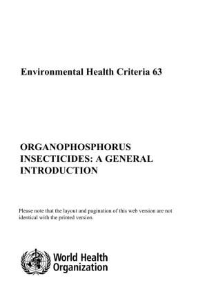 Environmental Health Criteria 63 ORGANOPHOSPHORUS