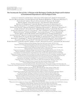 The Ascomycota Tree of Life: a Phylum-Wide Phylogeny Clariﬁes the Origin and Evolution of Fundamental Reproductive and Ecological Traits