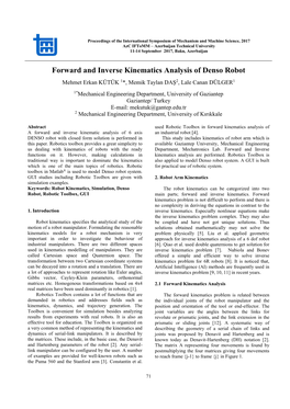 Forward and Inverse Kinematics Analysis of Denso Robot