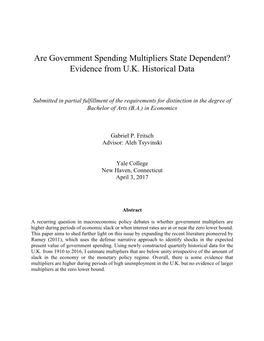 Are Government Spending Multipliers State Dependent? Evidence from U.K