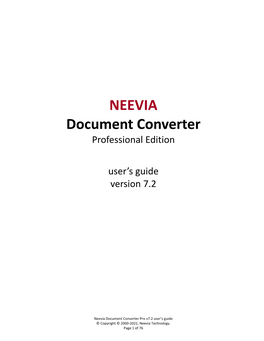 Neevia Document Converter Pro User Manual