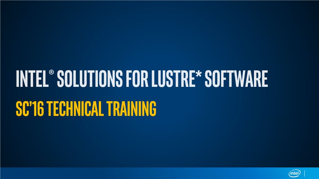 Intel® Solutions for Lustre* Software SC16 Technical Training