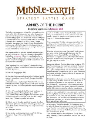 ARMIES of the HOBBIT Designer’S Commentary, February 2021