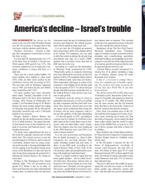 America's Decline – Israel's Trouble