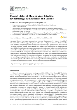 Current Status of Mumps Virus Infection: Epidemiology, Pathogenesis, and Vaccine