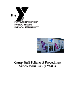 Camp Staff Policies & Procedures Middletown Family YMCA