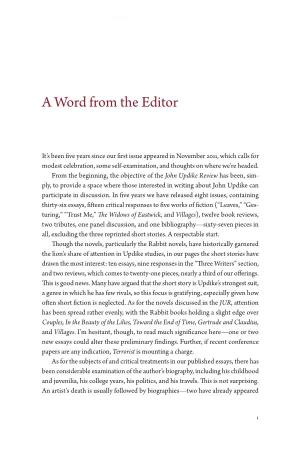 A Word from the Editor