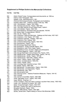 Supplement to Phillips Guide to the Manuscript Collections