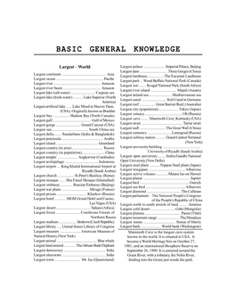 Basic General Knowledge