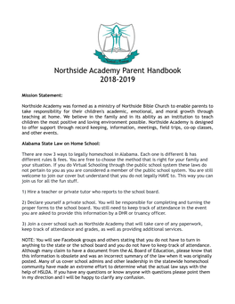 Northside Academy Parent Handbook 2018-2019