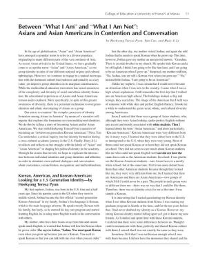 And “What I Am Not”: Asians and Asian Americans in Contention and Conversation by Heekyong Teresa Pyon, Yan Cao, and Huey-Li Li