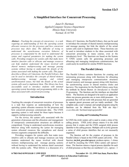 Session 12C3 a Simplified Interface for Concurrent Processing