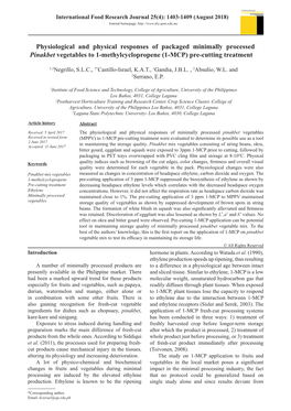 Physiological and Physical Responses of Packaged Minimally Processed Pinakbet Vegetables to 1-Methylcyclopropene (1-MCP) Pre-Cutting Treatment