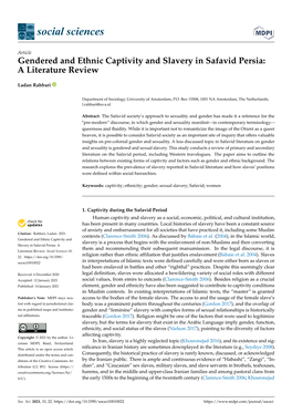 Gendered and Ethnic Captivity and Slavery in Safavid Persia: a Literature Review