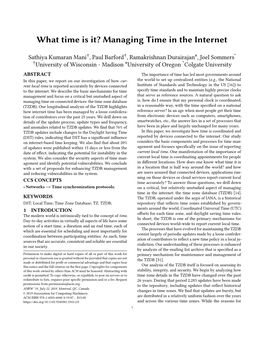 What Time Is It? Managing Time in the Internet