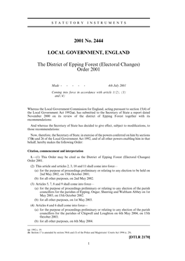 2001 No. 2444 LOCAL GOVERNMENT, ENGLAND The
