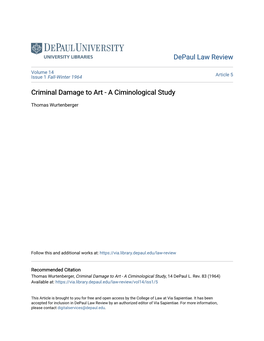 Criminal Damage to Art - a Ciminological Study